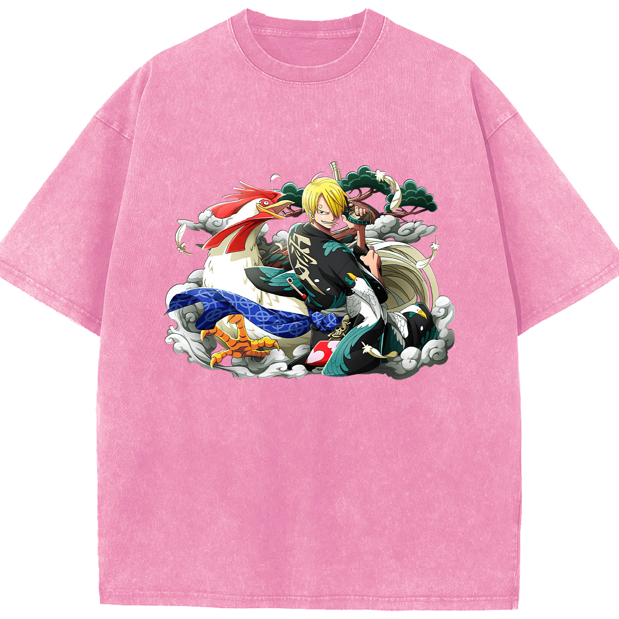 （画像用） ワンピース サンジ ONE PIECE Sanji 綿100% ヴィンテージ風 半袖Tシャツ（フロントプリント）
